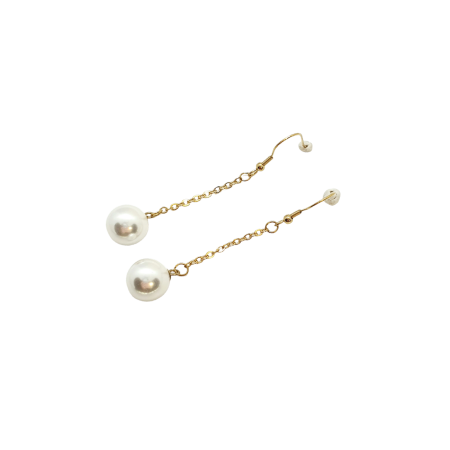earrings steel gold long with pearl